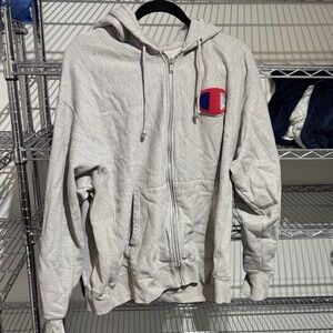 Champion Light Gray Hoodie with Logo